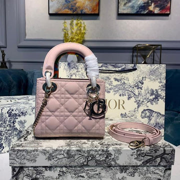 Top Quality Mini Lady Bag with Chain Gold Toned Hardware Spring/Summer Collection, Light Pink, For Women WomenÂs Handbags, 18cm CD M0505OADU_M15P
