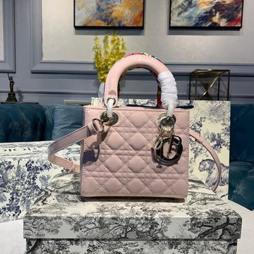 Top Quality Small Lady Bag Gold Toned Hardware Patent Light Pink For Women 20cm/8in CD
