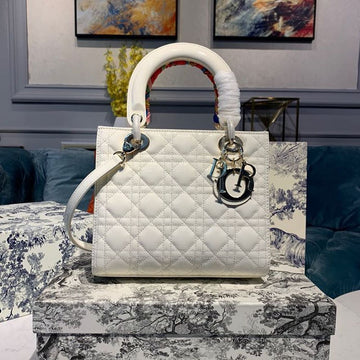 Top Quality MeTop Qualityum Lady Bag Gold Toned Hardware Patent White For Women 24cm/9in CD