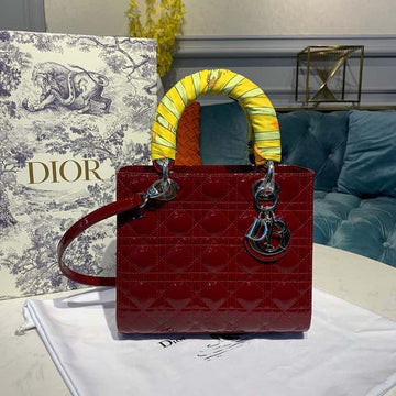 Top Quality MeTop Qualityum Lady Bag With Chain Silver Hardware Burgundy WomenÂs Handbags 24cm/9in CD
