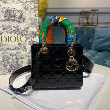 Top Quality Small Lady Bag Black Patent For Women 20cm/8in CD M0531OWCB_M900