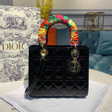 Top Quality MeTop Qualityum Patent Lady Bag Black For Women 24cm/9in