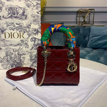 Top Quality Mini Lady Bag with Chain Gold Toned Hardware Spring/Summer Collection, Burgundy, For Women WomenÂs Handbags, 18cm CD M0505OCAL_M42R
