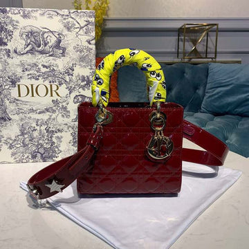 Top Quality Small Lady Bag with Chain Gold Toned Hardware Burgundy For Women 20cm/8in CD M0538OWCB_M323