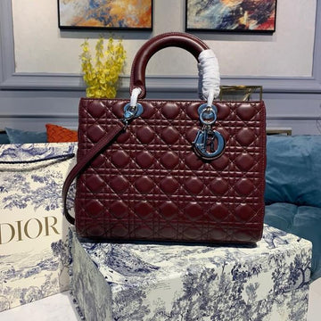 Top Quality Large Lady Bag SiTop Qualityer Hardware Burgundy Cannage For Women 12.5in/32cm CD