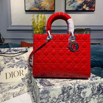 Top Quality Large Lady Bag SiTop Qualityer Hardware Red Patent For Women 12.5in/32cm CD