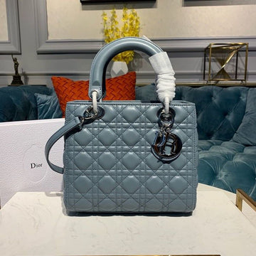 Top Quality MeTop Qualityum Lady Bag Silver Hardware Cloud Blue For Women 9.5in/24cm CD