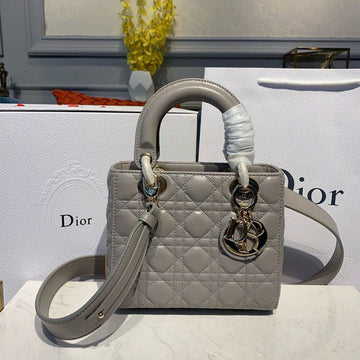 Top Quality Small Lady Bag Gold Toned Hardware Light Gray For Women 8in/20cm CD