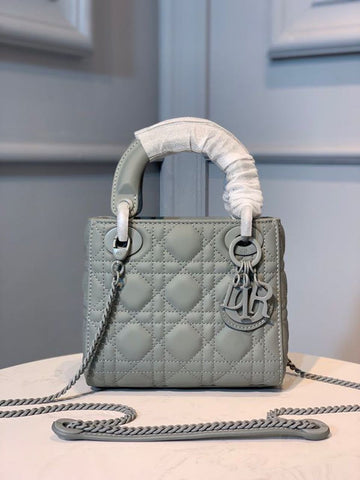 Top Quality Mini Lady Bag with Chain Matte Hardware Spring/Summer Collection, Pewter Blue, For Women WomenÂs Handbags, 18cm CD
