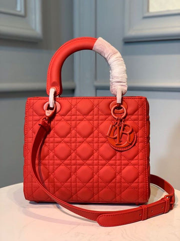 Top Quality MeTop Qualityum Lady Bag Matte Hardware Red Ultramatte For Women 9.5in/24cm CD