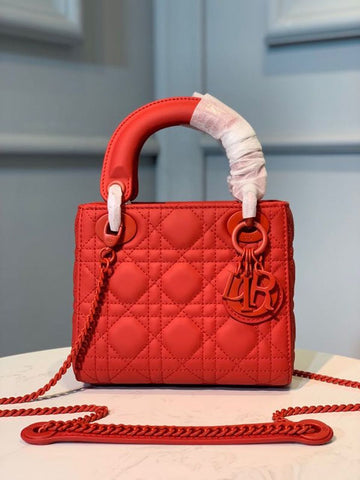 Top Quality Mini Lady Bag with Chain Matte Hardware Spring/Summer Collection, Red , For Women WomenÂs Handbags, 18cm CD
