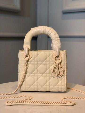 Top Quality Mini Lady Bag Ivory For Women 6.5in/17cm CD M0505SLOI