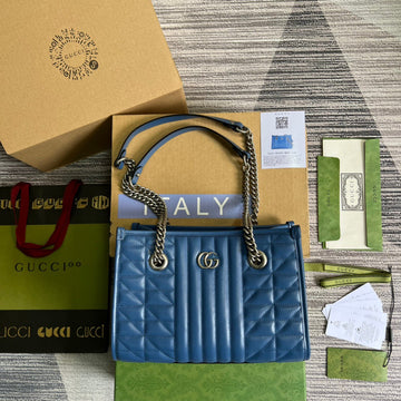 gg Marmont Medium Matelasse Tote Blue For Women, Women’s Bags 13in/34cm gg ââ675796 UM8BF 4340