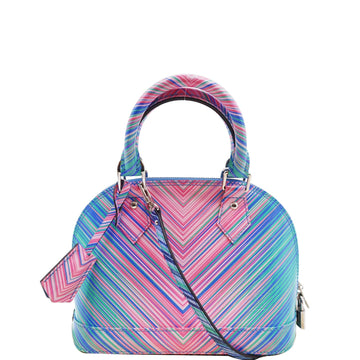 LOUIS VUITTON Alma BB Tropical Epi Leather Satchel Crossbody Bag Blue Rose