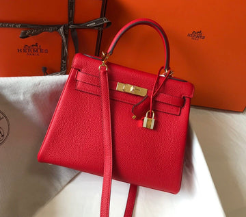 Top Quality Kelly 28 Rouge Casaque Togo Bag For Women, Handbags, Shoulder Bags 11in/28cm