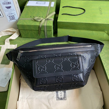 gg Embossed Belt Bag Black gg Embossed For MenÂ  11in/28cm gg 645093 1W3CN 1000