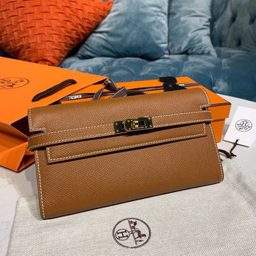Top Quality Kelly Wallet To Go Woc Brown With Gold Toned Hardware Bag For Women 8.2in/21cm