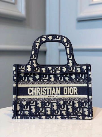 Top Quality Mini Book Tote Bag Blue By Maria Grazia Chiuri For Women 9in/22cm CD S5475ZRIW_M928