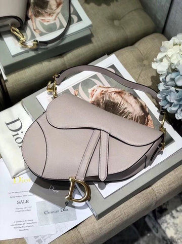 Top Quality Saddle Bag Grained Canvas Light Pink For Women 19.5cm/7.6in CD