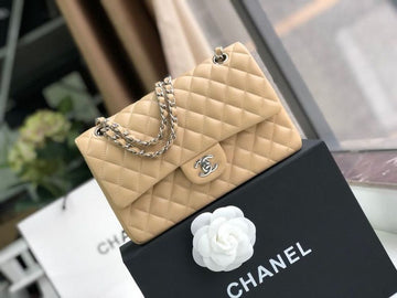 CHL Classic Handbag Silver Hardware BeigeÂ For Women, Women’s Bags, Shoulder And Crossbody Bags 10in/26cm A01112
