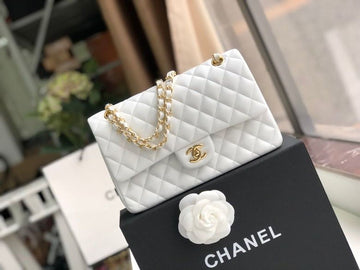CHL Classic Handbag Gold Toned Hardware White For Women Bags, Shoulder And Crossbody Bags 10.2in/26cm A01112