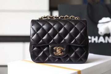 CHL Classic Mini Top Qualityap Bag Gold Toned Hardware Black For Women 6.7in/17cm