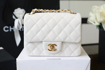 CHL Classic Mini Flap Bag Golden Hardware White For Women 6in/17cm A35200