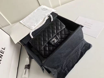 CHLSmall Classic Handbag Silver Hardware Black For Women, Women’s Bags, Shoulder and Crossbody Bags 7.8in/20cm A01113
