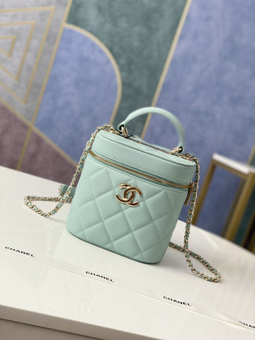 CHLVanity Case Gold Hardware Light Green For Women Handbags, Shoulder Bags 9.4in/24cm 