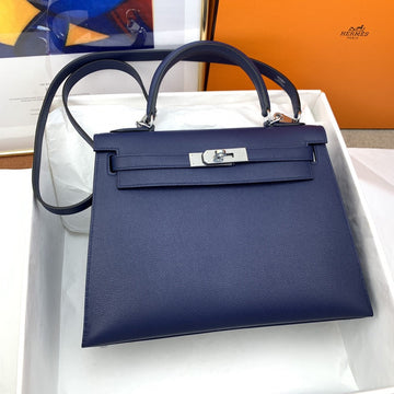 Top Quality Kelly 28 Sellier Epsom Blue Bag For Women, Handbags, Shoulder Bags 11in/28cm