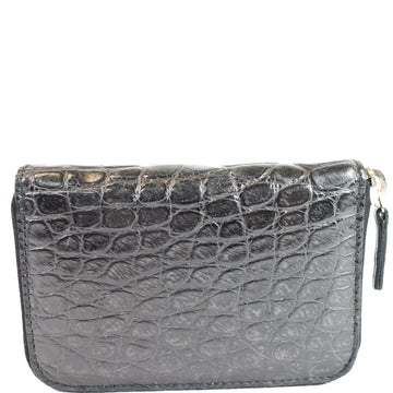 GUCCI Embossed Crocodile Zip Around Bifold Wallet Black 256235 - Final Sale