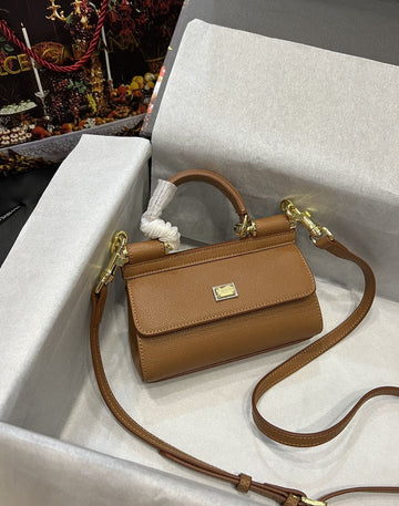 Top Quality Small Sicily Bag In Dauphine Brown For Women 7.5in/19cm Top Quality