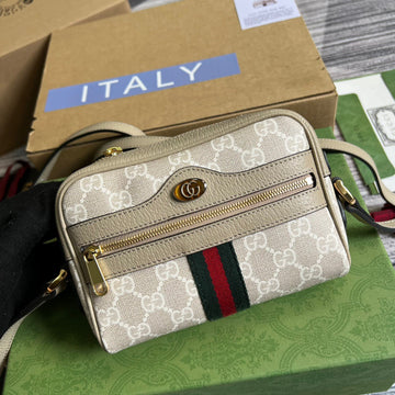 gg Ophidia Mini gg Bag Beige And Ebony gg Supreme Canvas, With Beige For WomenÂ  7in/17.5cm ggÂ 
