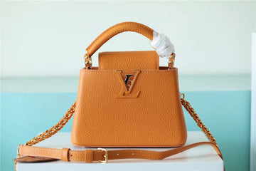 Top Quality Capucines Mini Taurillon Jaune Sunbeam For Women,  Shoulder And Crossbody Bags 21cm/8.3in Top Quality