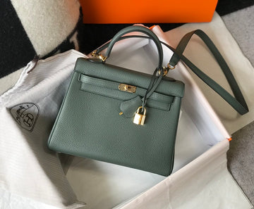 Herme?s Kelly 28 Togo Vert Fonce GHW Bag For Women, Handbags, Shoulder Bags 11in/28cm