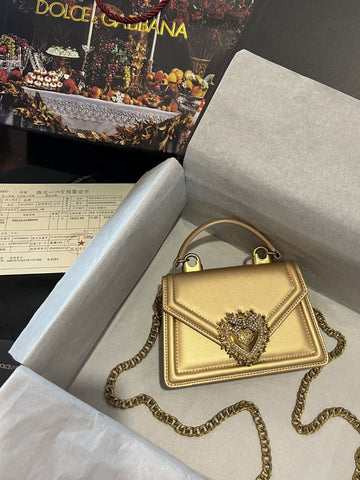 Top Quality Small Devotion Bag In Plain Gold For Women 7.5in/19cm Top Quality