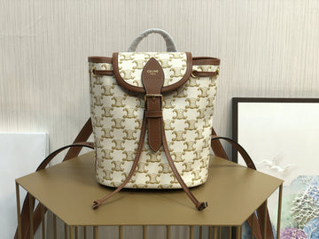 Top Quality Mini Backpack Folco In Triomphe Canvas White For Women 7in/20cm 197662CAS.01BC
