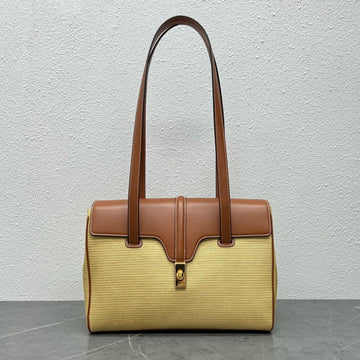 Top Quality MeTop Qualityum Soft 16 Bag In Textile Natural / Tan For Women 13in/32cm 195542DSH.02NT