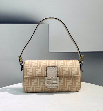 Top QualityTop Quality Baguette 1997 Wool Bag Beige For Women, Women’s Handbags, Shoulder Bags 10in/27cm FF 8BR792