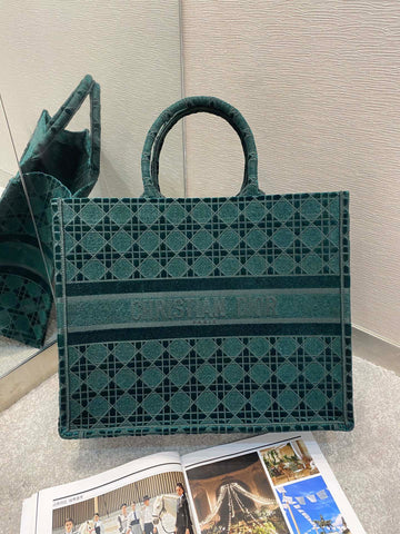 Top Quality Large Book Tote Bag Canvas Green For Women 42cm/16.5in CD