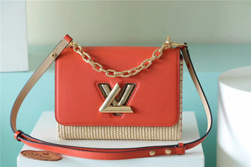 Top Quality Twist MM Raffia Caramel For Women,  Shoulder And Crossbody Bags 9.1in/23cm Top Quality M57648