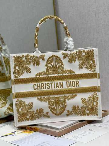 Top Quality Large Book Tote Gold And White, For Women, WomenÂs Handbags 16.5in/42cm CD
