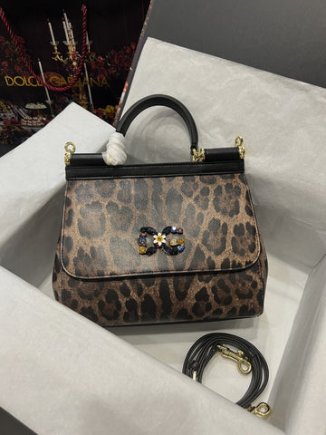 Top Quality Sicily Bag In Leopard-Print Pony Hair Multicolour For Women 10.2in/26cm Top Quality