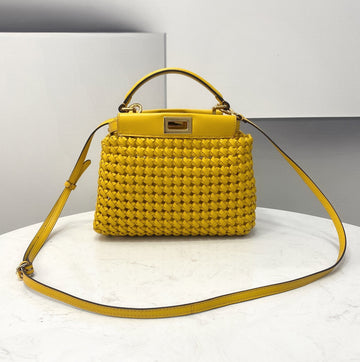 FI Top Quality Mini Yellow Braided Bag For Woman 18cm/7in