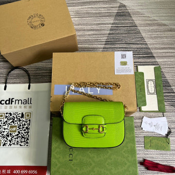 gg Horsebit 1955 Lizard Mini Bag Yellow For Women, Women’s Bags 8in/20cm ggâ