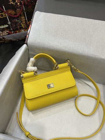 Top Quality Small Sicily Bag In Dauphine Yellow For Women 7.5in/19cm Top Quality