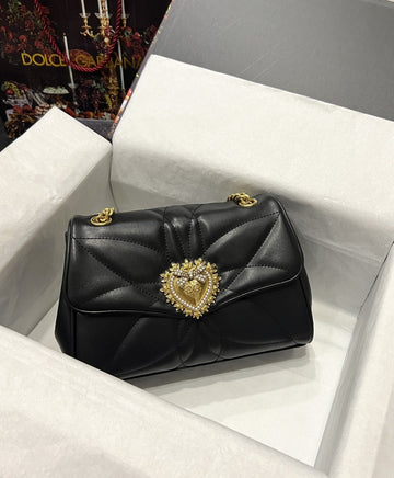 Top Quality Large Devotion Shoulder Bag In Quilted Nappa Black For Women 11.4in/29cm Top Quality