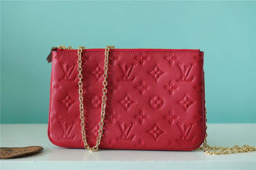 Top Quality Double Zip Pochette Monogram Empreinte Red For Women,  Shoulder and Crossbody Bags 7.9in/20cm Top Quality