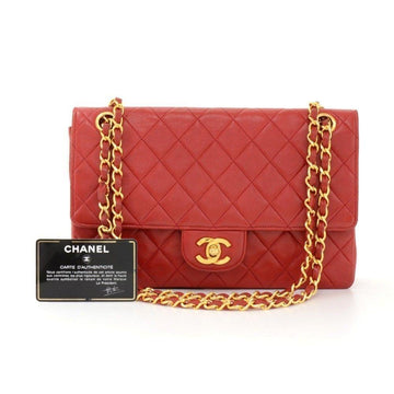 CHANEL 2.55 10inch Double Flap Red Quilted Leather Shoulder Bag