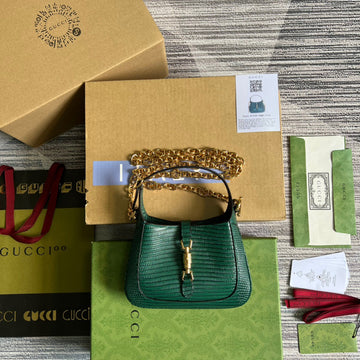 gg Jackie 1961 Lizard Mini Bag Green For Women, Women’s Bags 7.5in/19cm gg â